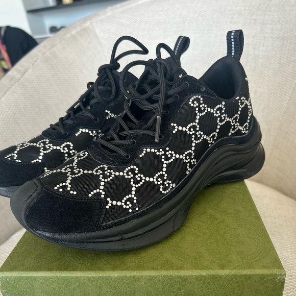 GUCCI Women's GG Crystal Embellished Run Sneakers - Picture 4 of 17